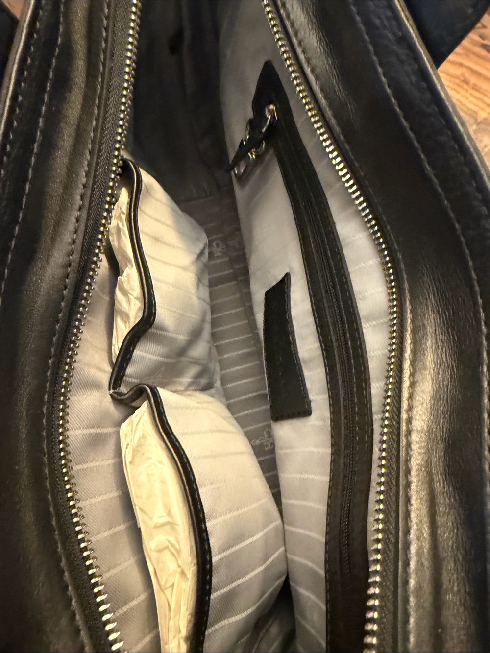 Cole Haan Black Leather Shoulder Tote with Front Zip - Picture 4 of 4